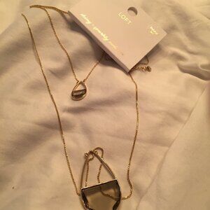 Loft double strand  smokey crystals necklace NWT